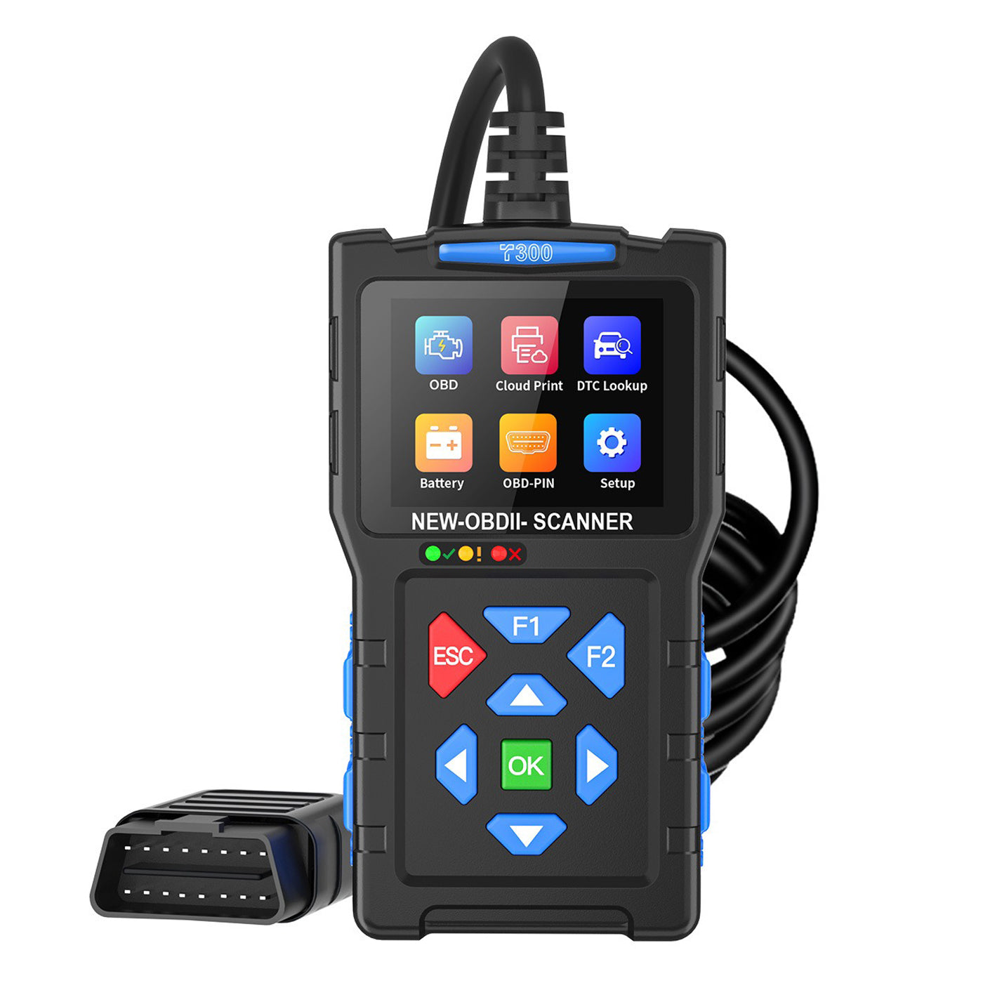 T300 OBD2 Scanner Car Diagnostic Tool - Engine Codes, Live Data, Battery Test, OBDII Code Reader