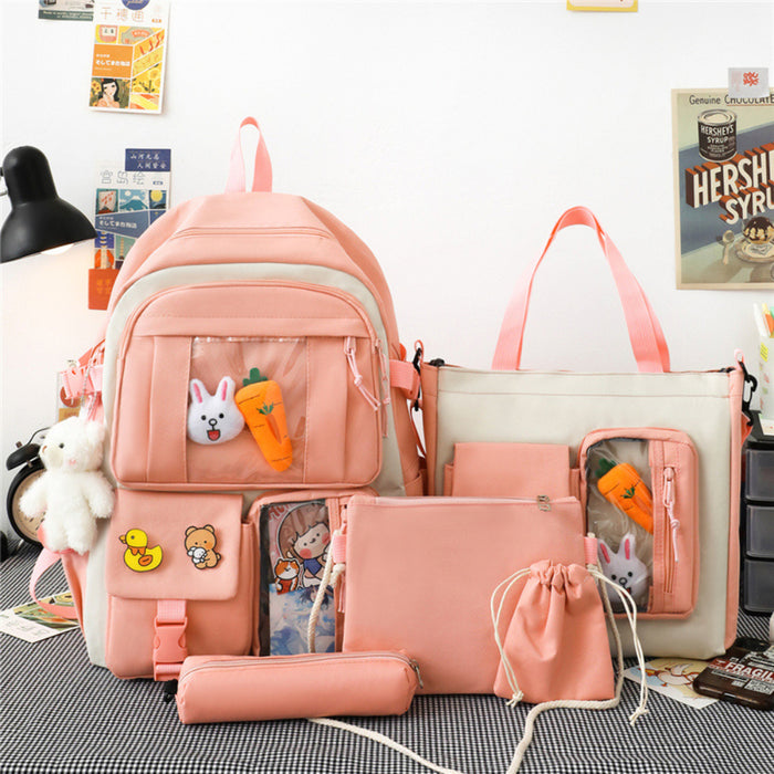 5PCS Backpack Schoolbag Set Multipurpose Travel Bag Shoulder Bag Series03