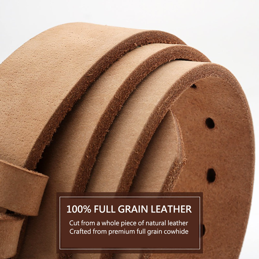 Men's Genuine Leather Belt Full Grain Cowhide Belt with Detachable Buckle