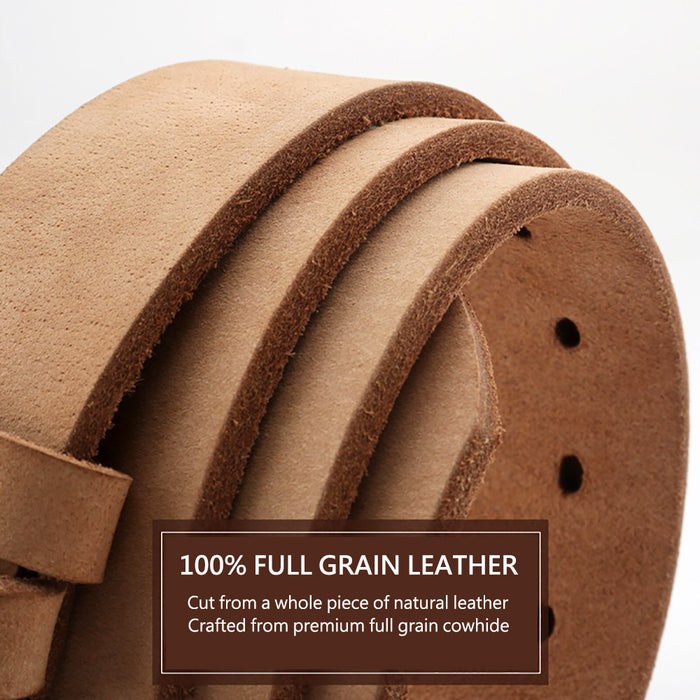 Men's Genuine Leather Belt Full Grain Cowhide Belt with Detachable Buckle
