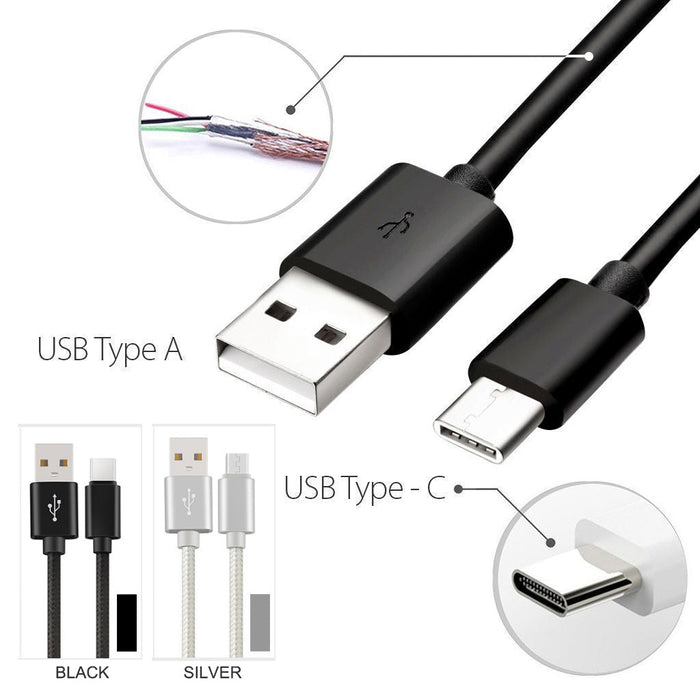 USB-C 3.1 Type-C Data Sync Charger Black Strong Braided Heavy Duty Fast Charging Cable