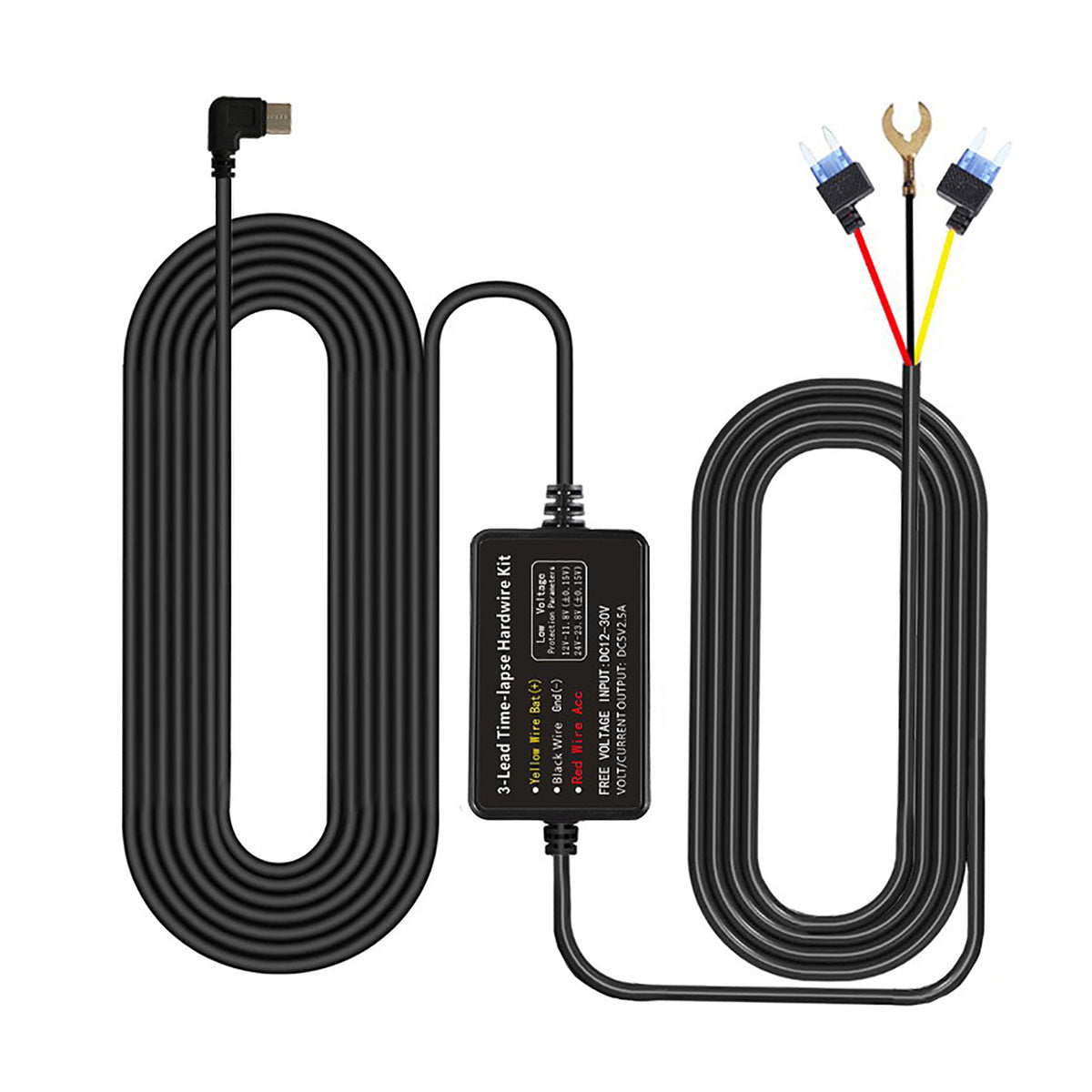 3-Wire Smart Hardwire Kit for Dash Cam Low Voltage Protection Mini USB / Micro USB / USB-C