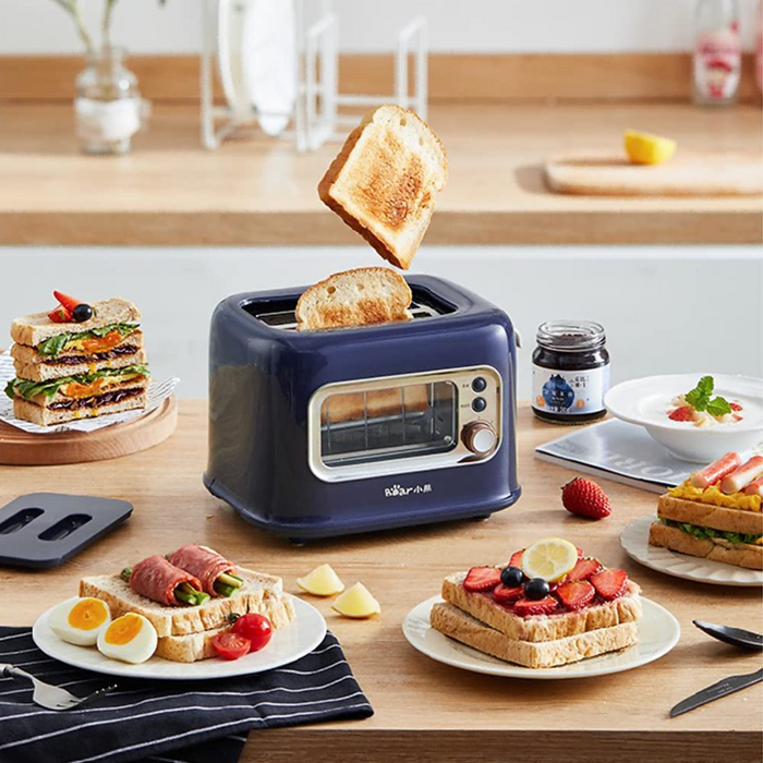 Bear Glass Window Toaster 2 Slice with Adjustable Browning SAA Approved