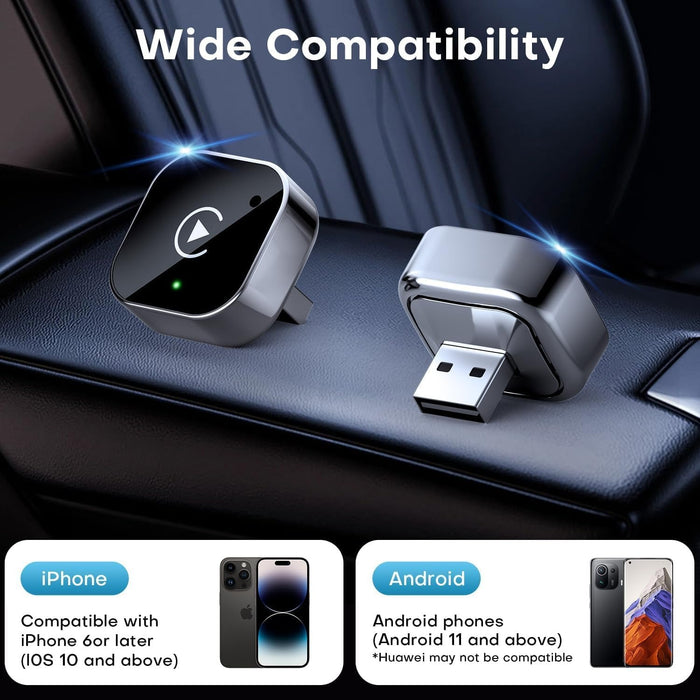 Premium Metal Mini 2-in-1 Wireless CarPlay & Android Auto Adapter