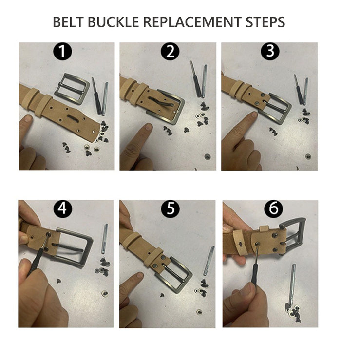 Men's Genuine Leather Belt Full Grain Cowhide Belt with Detachable Buckle