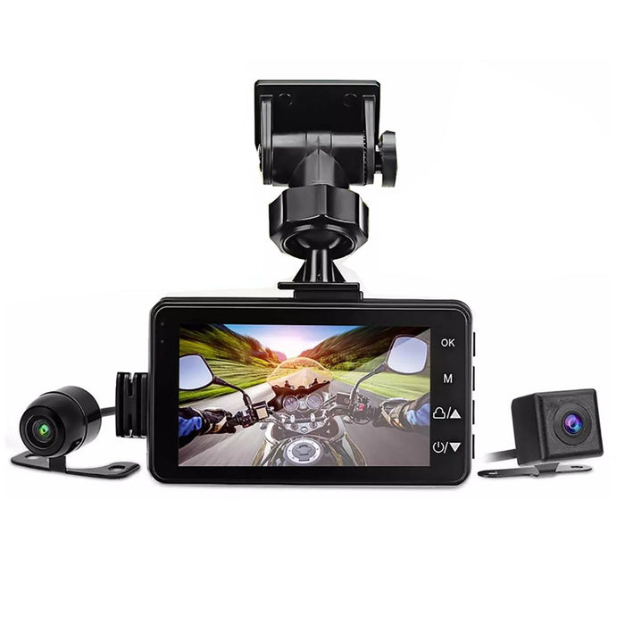 3inch LCD HD Dual Camera Motorcycle DVR Video Driving Recorder With 32G Card