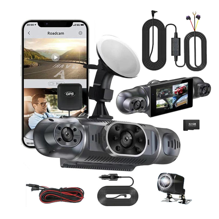 4 Channel Wifi Dash Cam 360° View Front Rear Left Right Camera 4 Way Recording