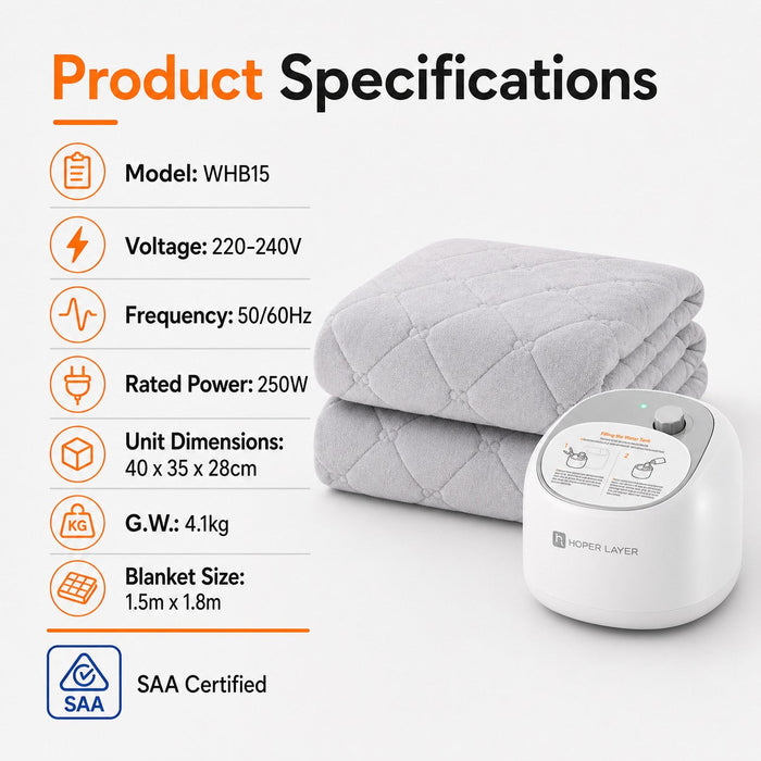 HOPER LAYER WHB15 Water Heated Blanket Water Heating Mattress Pad
