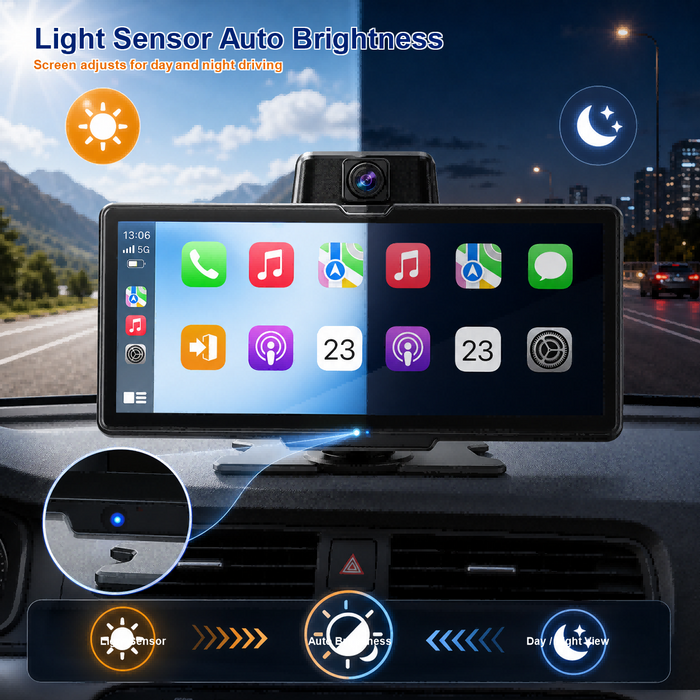 4K ADAS DVR Wireless Apple Android Carplay Light Sensor Dash Camera with 64G Card