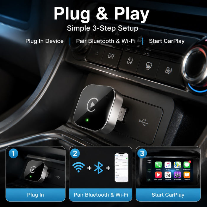 Premium Metal Mini 2-in-1 Wireless CarPlay & Android Auto Adapter
