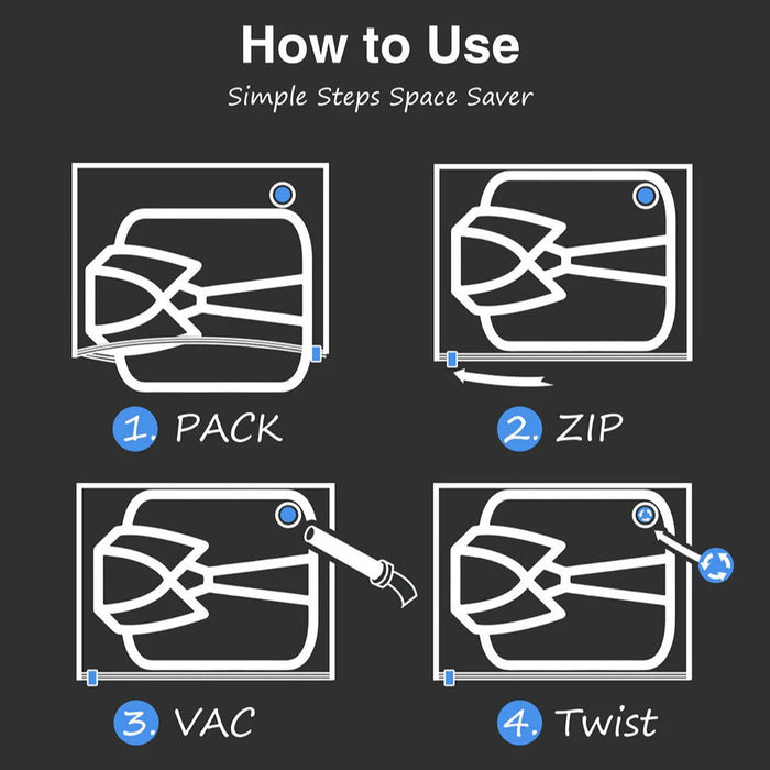 6 Pack Vacuum Storage Bags with Hand Pump – Space Saver Bags (1S+2M+2L+1XL)