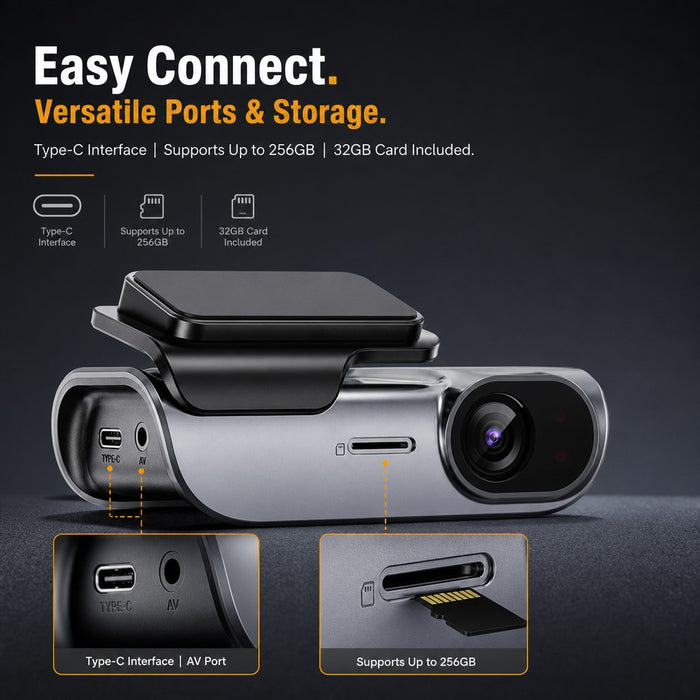 4K WiFi Hidden Front Dash Cam with 32GB Card G-Sensor Parking Protection
