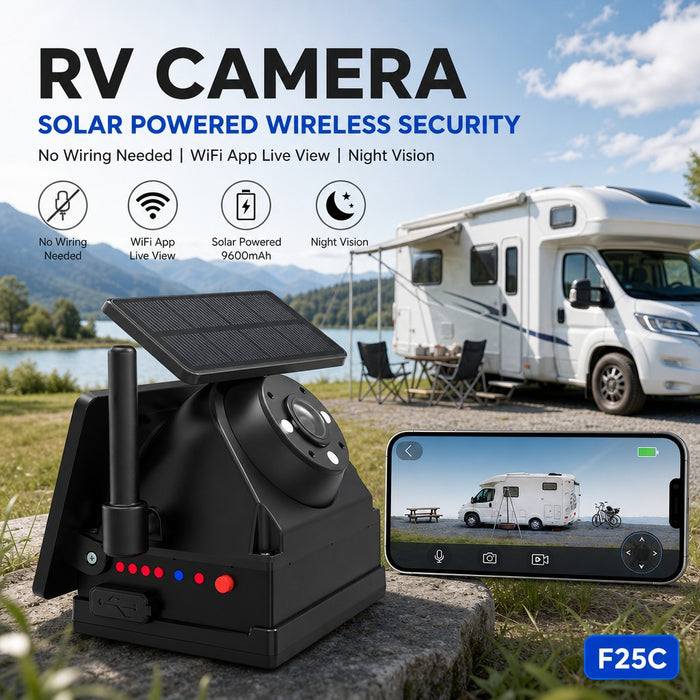 Solar WiFi Vehicle HD Camera No Monitor Required 9600mAh Magnetic