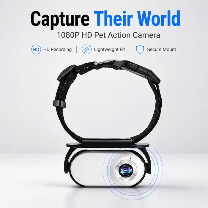 1080P WiFi Pet Collar Camera with 32GB Card – HD Dog POV Action Camera