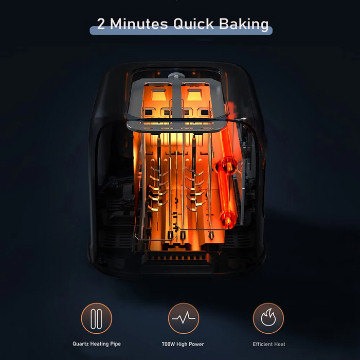 Bear Glass Window Toaster 2 Slice with Adjustable Browning SAA Approved