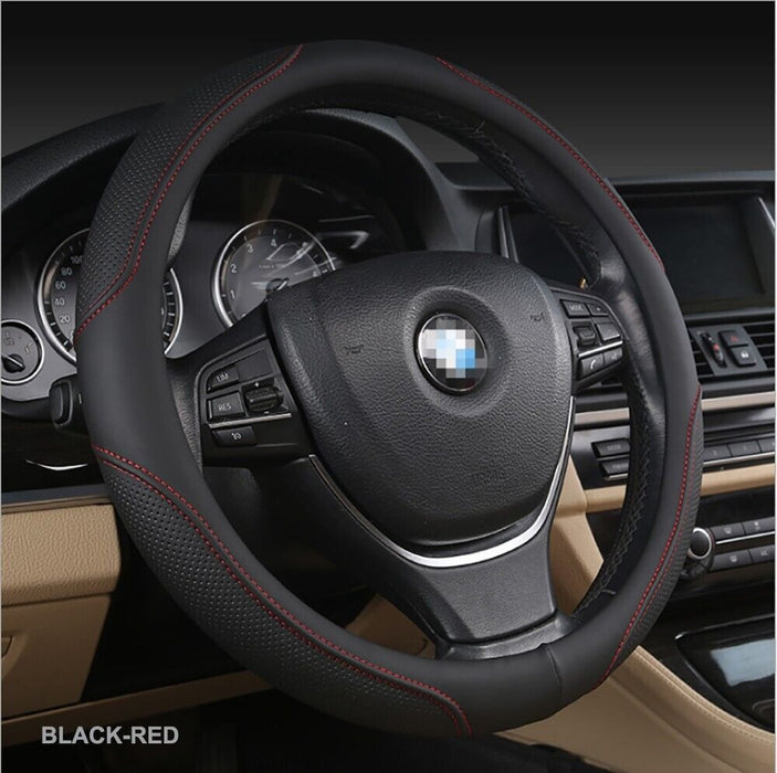 Universal Luxury Car 37-38cm Steering Wheel Cover PU Leather Non-slip Breathable