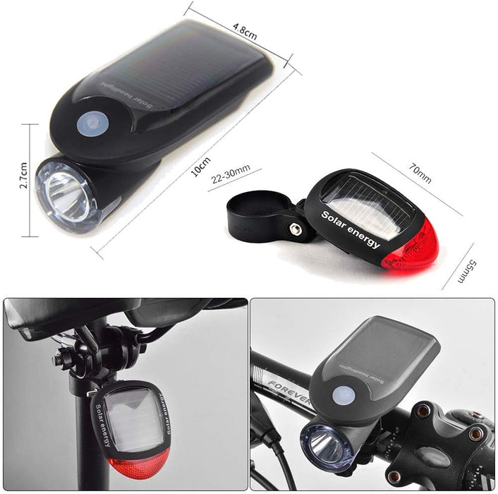 JR Joyreap Bicycle Solar Power Light Rechargeable Bike Lights Front and Back LED Light Lamp