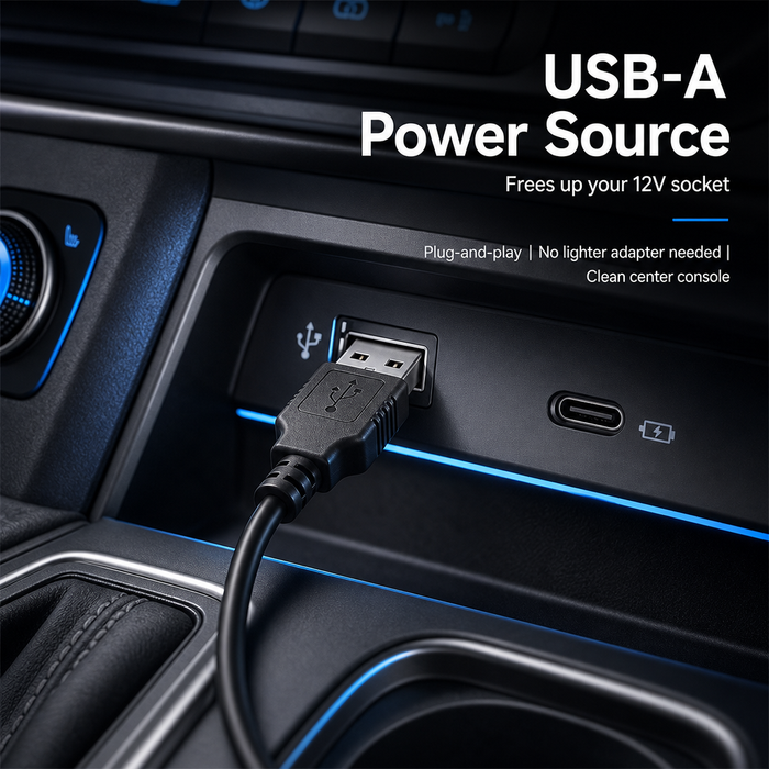 3.5m USB-A to Right-Angle USB-C Type-C Dash Cam Power Cable