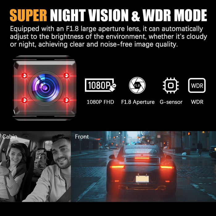WiFi 4-Channel 1080P Dash Cam Front Cabin Side Rear Camera with 32GB Card