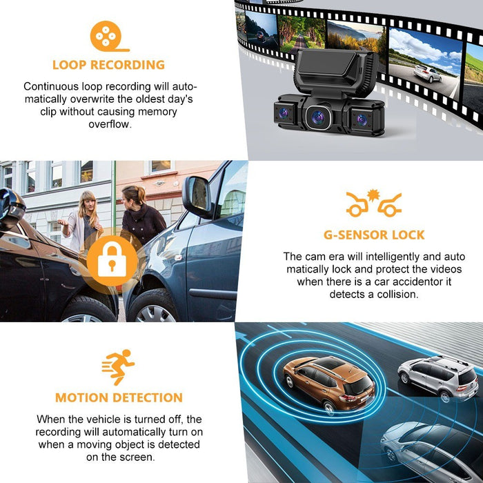 WiFi 4-Channel 1080P Dash Cam Front Cabin Side Rear Camera with 32GB Card