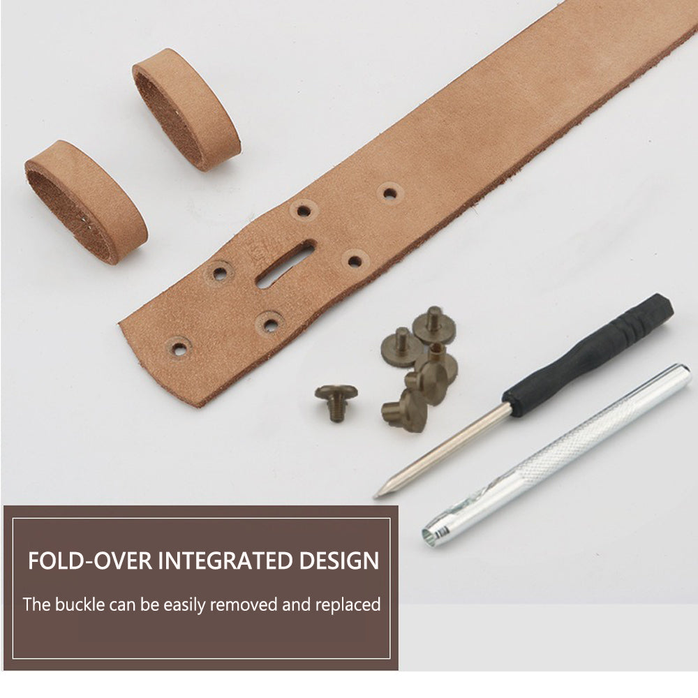 Men's Genuine Leather Belt Full Grain Cowhide Belt with Detachable Buckle