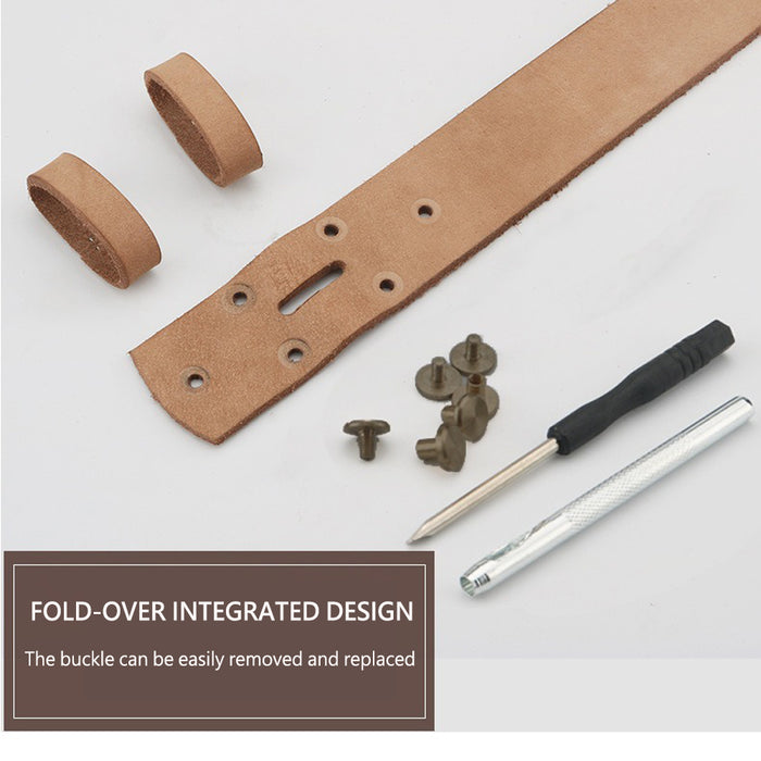 Men's Genuine Leather Belt Full Grain Cowhide Belt with Detachable Buckle