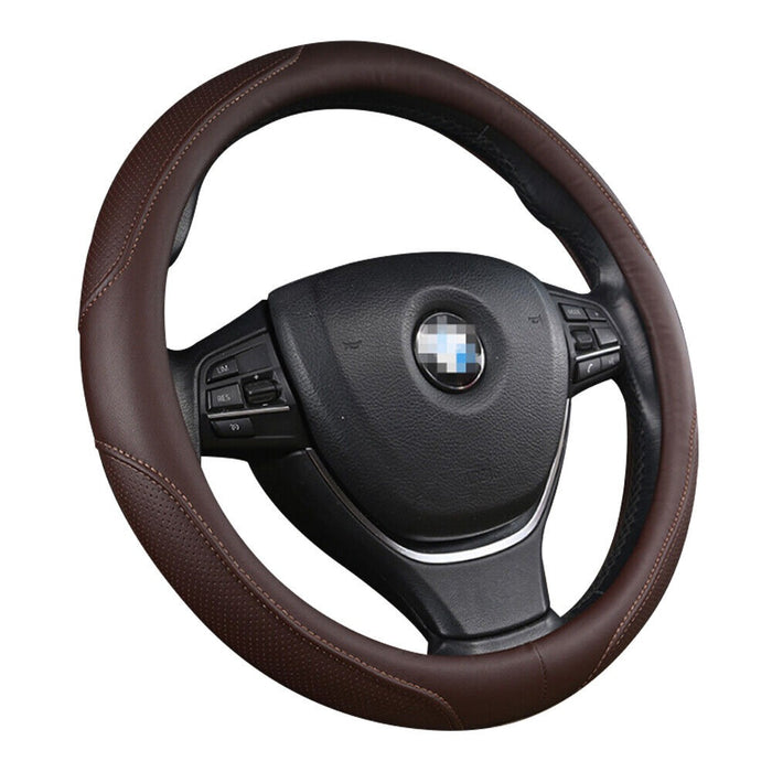 Universal Luxury Car 37-38cm Steering Wheel Cover PU Leather Non-slip Breathable