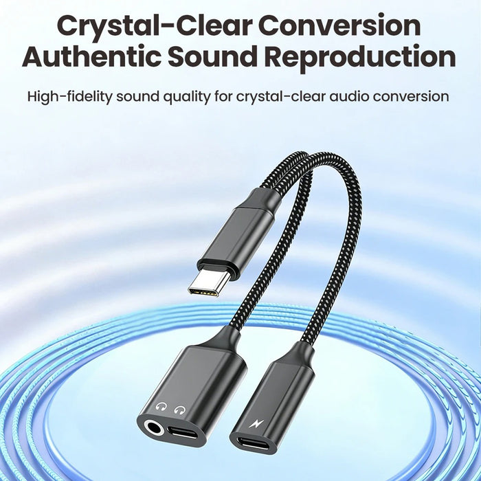 3-in-1 USB-C to 3.5mm Audio Adapter with USB-C Charging & Digital Audio Port