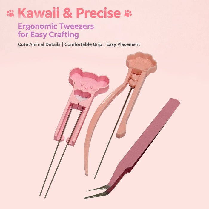 7Pcs Cute Fuse Bead Tool Set with Pegboard and Precision Tweezers