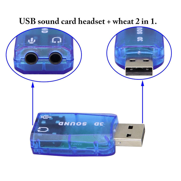 External 5.1 USB Stereo Sound Card USB 2.0 to 3D Audio Sound Card Adapter