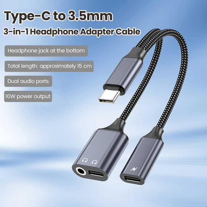 3-in-1 USB-C to 3.5mm Audio Adapter with USB-C Charging & Digital Audio Port