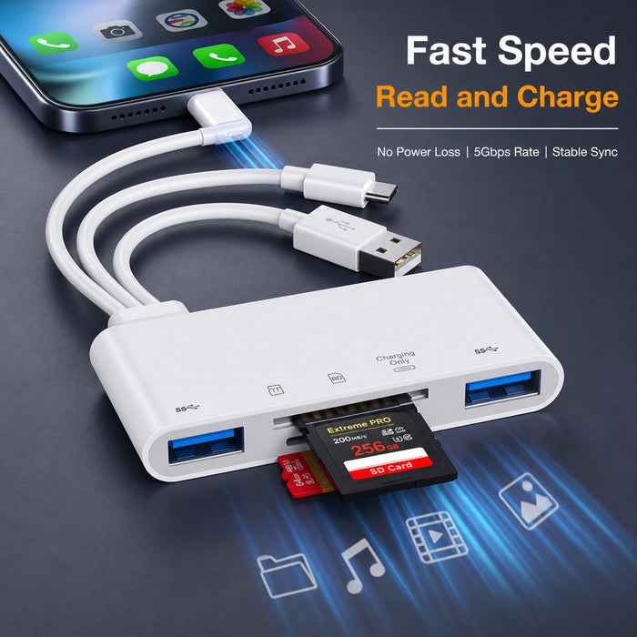 5-in-1 Memory Card Reader USB OTG Adapter Micro SD SDHC SDXC Card Reader
