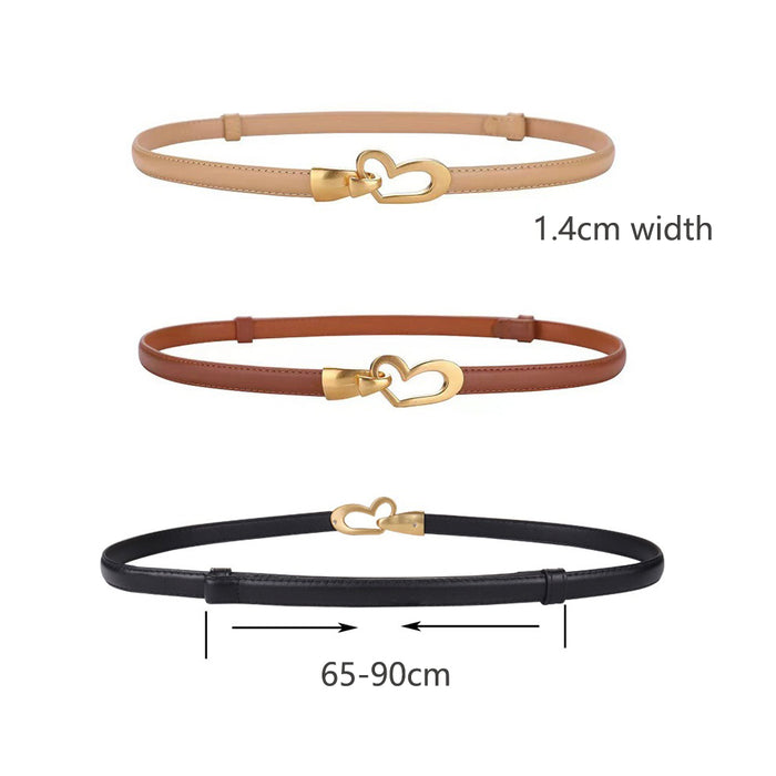 Women's Genuine Leather Thin Adjustable Waist Belt for Dresses Blazers