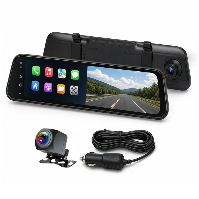 4K Streaming Mirror WiFi Dash Cam with Wireless CarPlay and Android Auto
