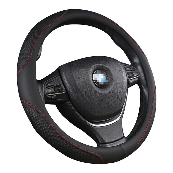 Universal Luxury Car 37-38cm Steering Wheel Cover PU Leather Non-slip Breathable