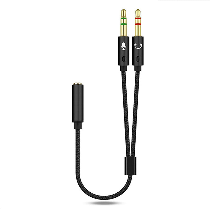 3.5mm Stereo Audio 2 Male to Female AUX Headphone Mic Y Splitter Cable Adapter