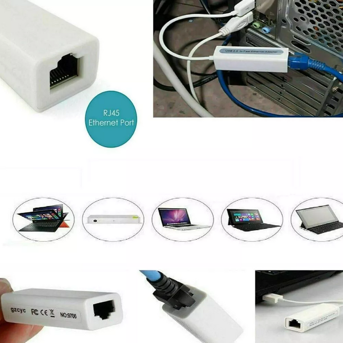 USB A / USB-C to Ethernet Adapter 100Mbps Network RJ45 Gigabit for Windows IOS Mac