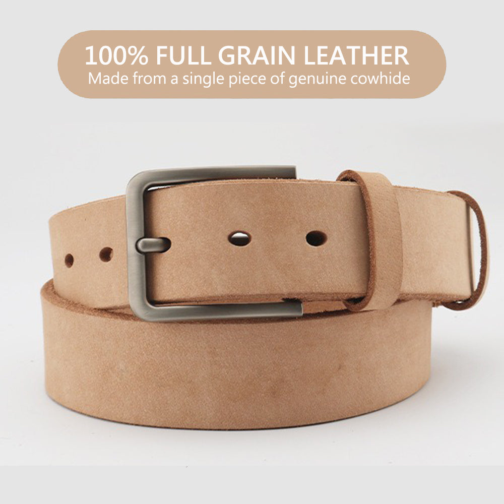 Men's Genuine Leather Belt Full Grain Cowhide Belt with Detachable Buckle