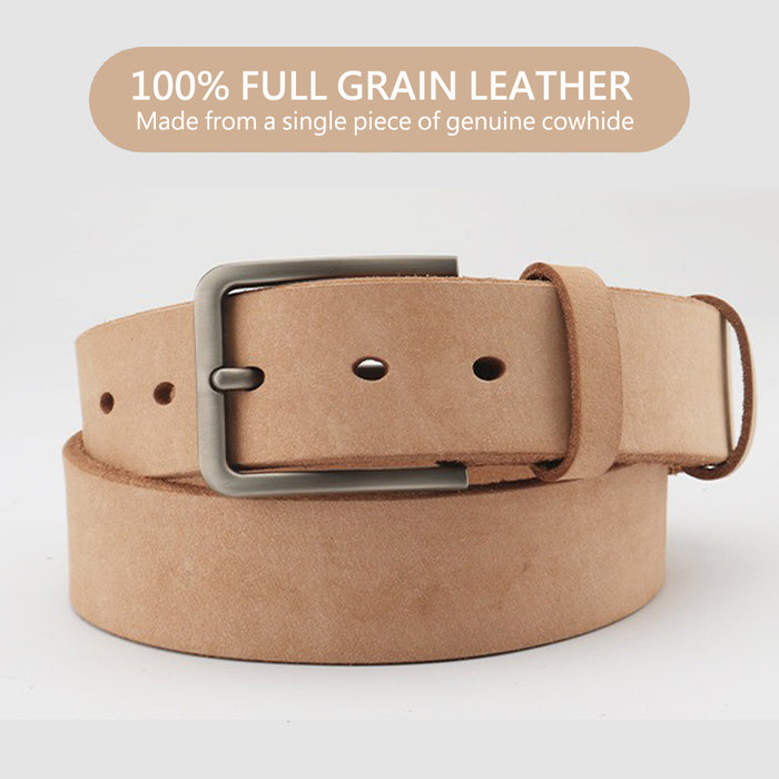 Men's Genuine Leather Belt Full Grain Cowhide Belt with Detachable Buckle
