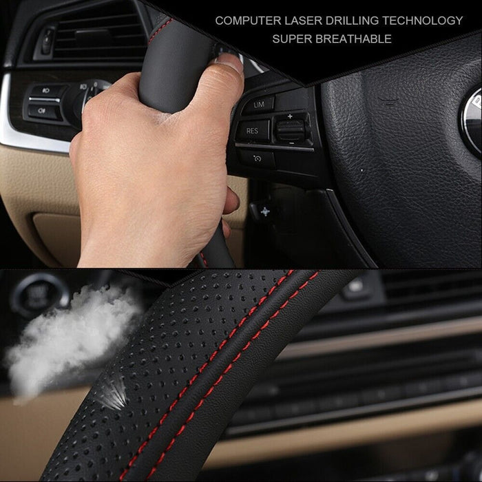 Universal Luxury Car 37-38cm Steering Wheel Cover PU Leather Non-slip Breathable