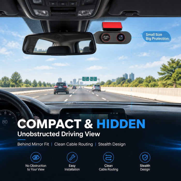 4K WiFi Dual Dash Cam with 1080P Rear Window Camera Reversing View