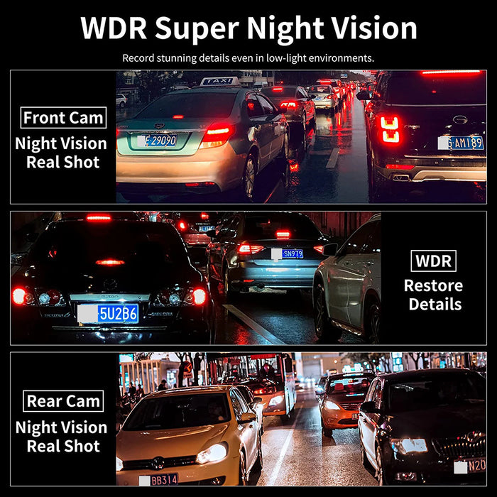 4K WiFi Front and Rear Dual Dash Camera with GPS Hardwire Kit  64GB Card