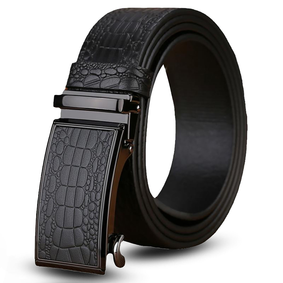 Genuine Cowhide Embossed with Crocodile Pattern Belt Luxury Business Automatic Belts – detail 8