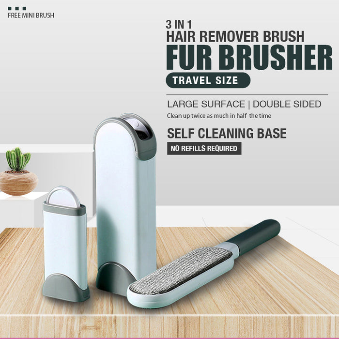 3 in 1 Furs Brusher Pet Hair Lint Remover Brush Self-cleaning Base