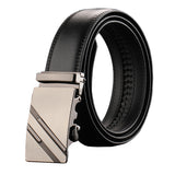 Adjustable Slide Luxury Leather Belt For Men's Automatic Buckle Ratchet Business Dress Belts – detail 10