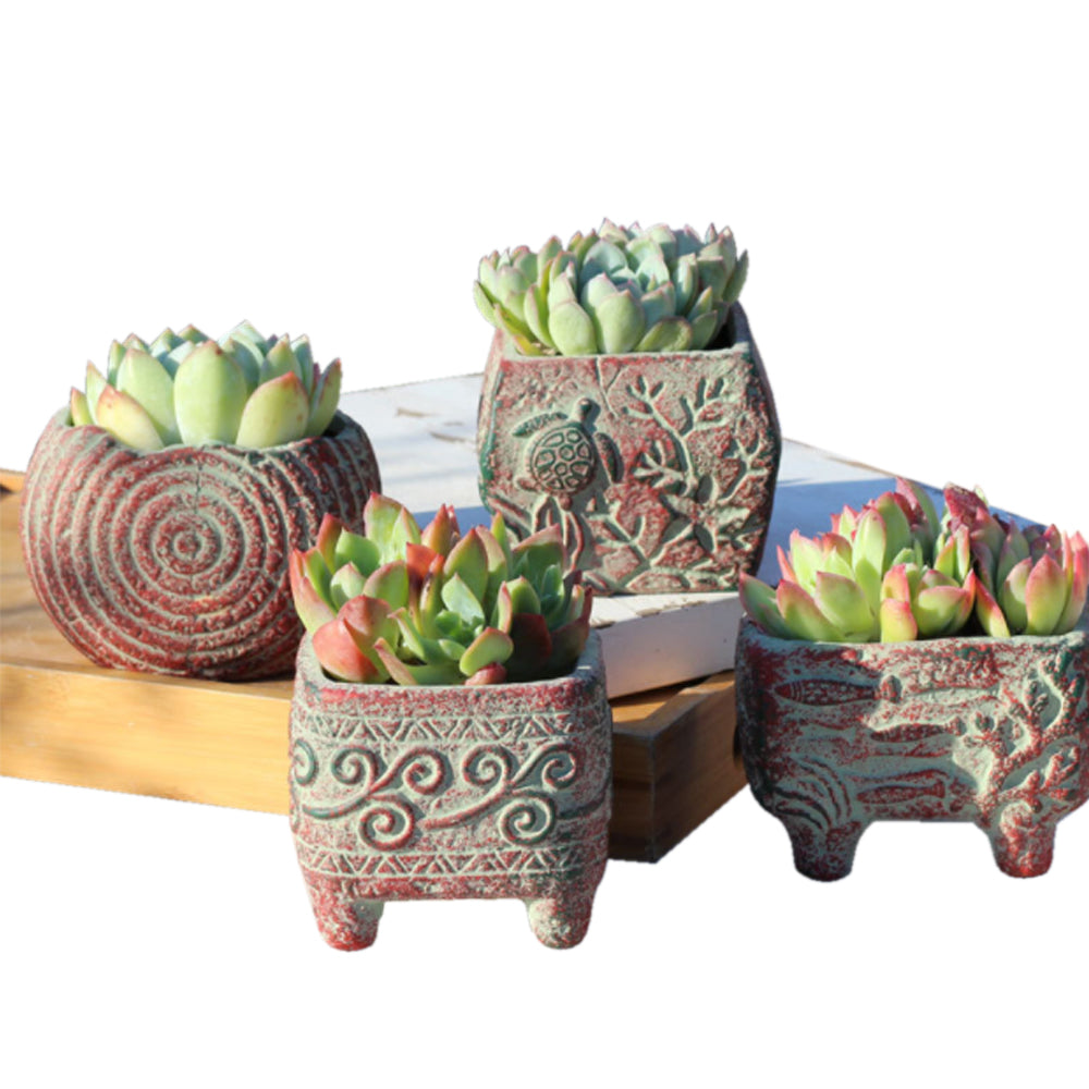 4/5/6 Succulent Pots Set Ceramic Clay Pottery Pots Succulent Flower Planter Draining Hole – detail 15