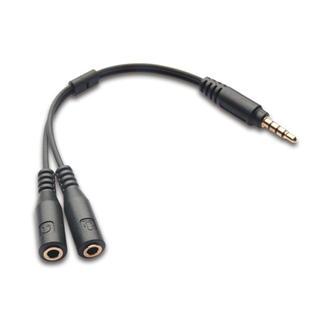 3.5mm AUX Audio Mic Splitter Adapter – Male to 2 Female Headphone & Microphone Jack Y Cable