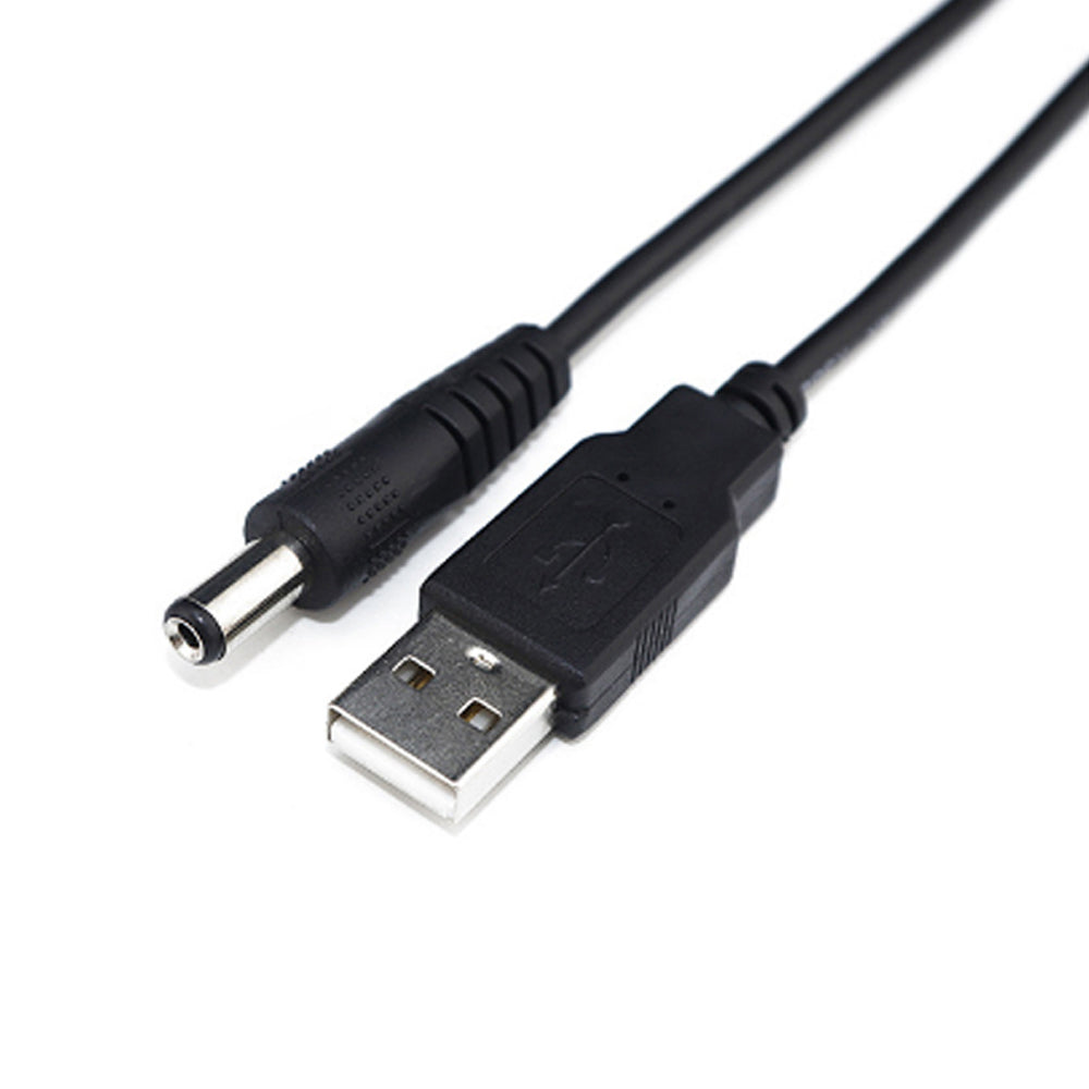 USB 2.0 Male Port to DC 5.5 x 2.1mm Power Cable Line DC 55210 Black 1.2m