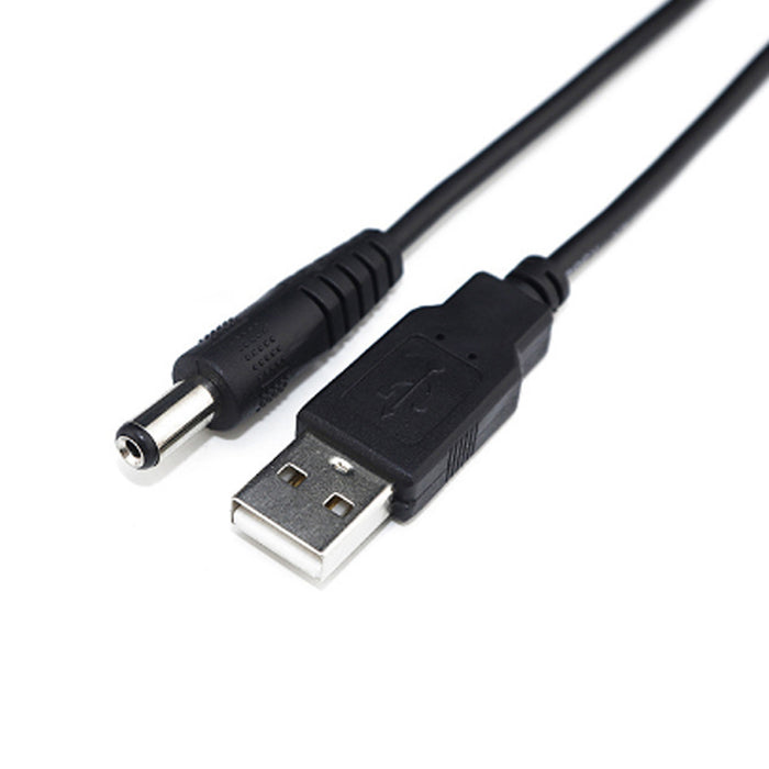 USB 2.0 Male Port to DC 5.5 x 2.1mm Power Cable Line DC 55210 Black 1.2m