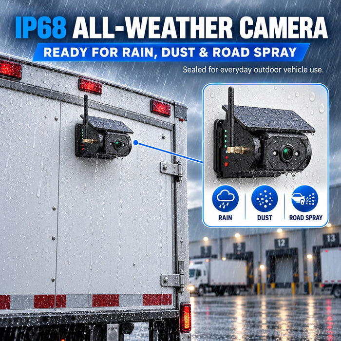 7" Wireless Solar Backup Camera System with BSD & F25 Magnetic Camera for RV Trucks